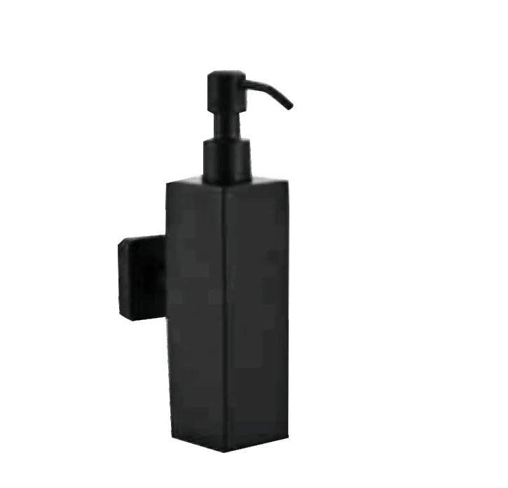 Dispenser de jabón cuadrado con soporte negro mate