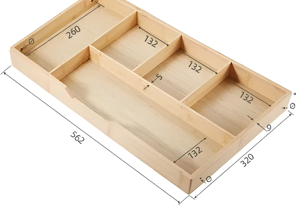 Bandeja de cubiertos de bambú 562 × 320, mueble 700