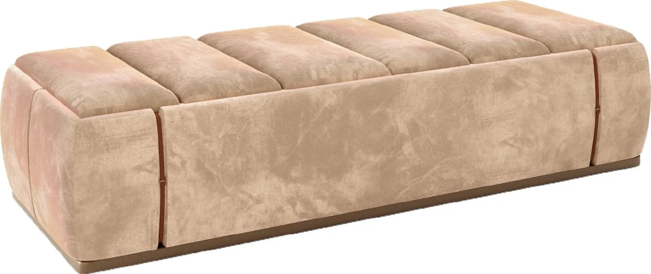 Banco de pie de cama acolchado en franjas, beige