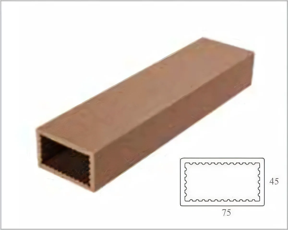 Perfil hueco de baranda y pérgola marrón 75 × 45