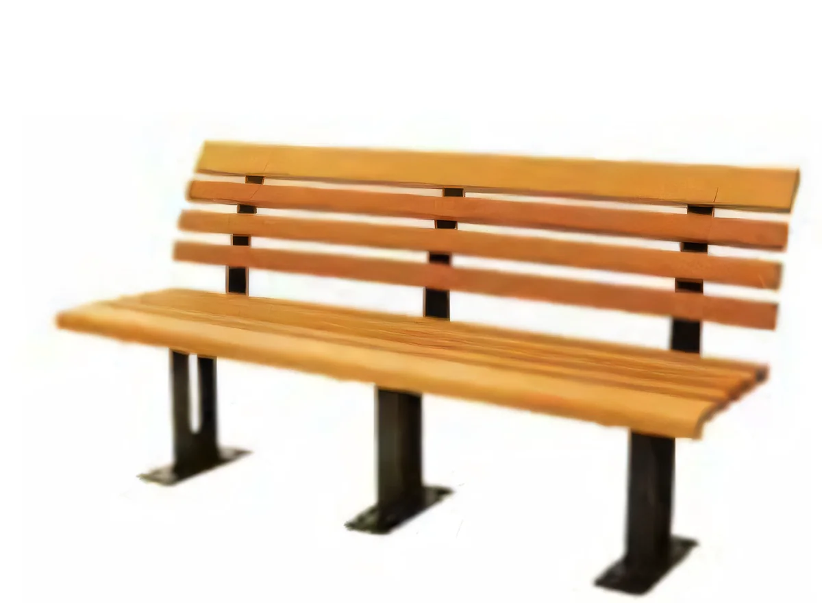 Banco de exterior de WPC con respaldo y tres patas rectas, 75 cm de alto
