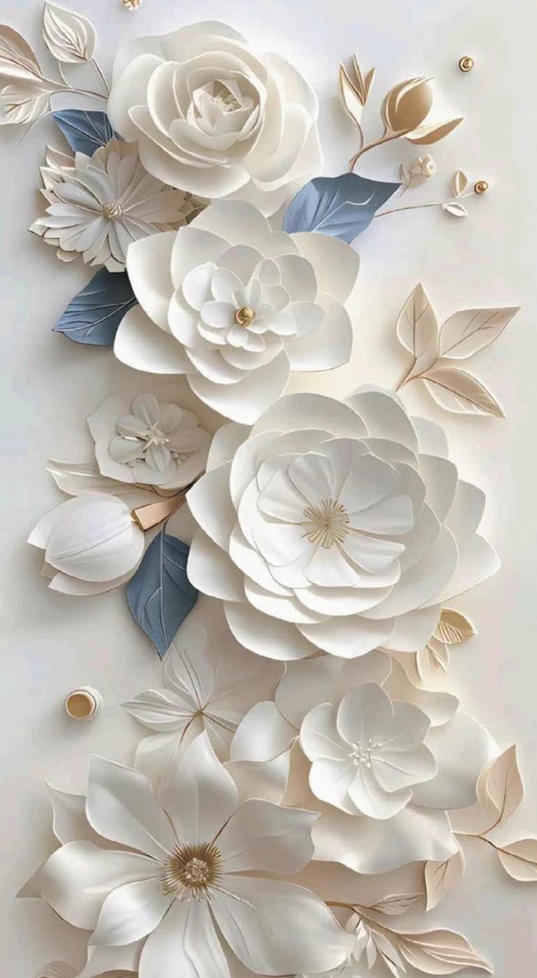 Placa UV de PVC con impresión 5D de rosas blancas y hojas azules