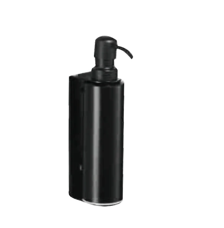 Dispenser de jabón redondo con soporte en negro mate o cepillado