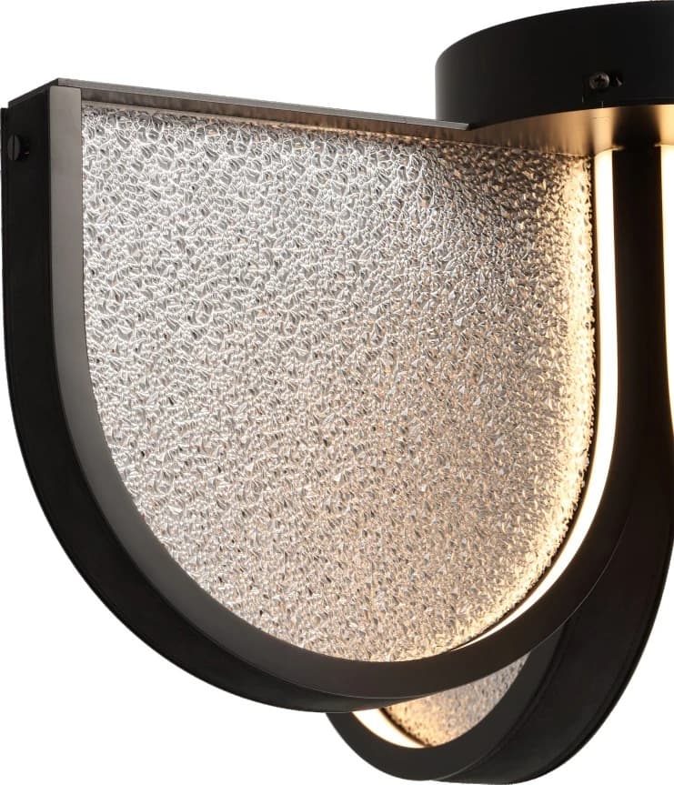 Plafón de cuatro pétalos de vidrio texturado negro Ø 55,5 cm