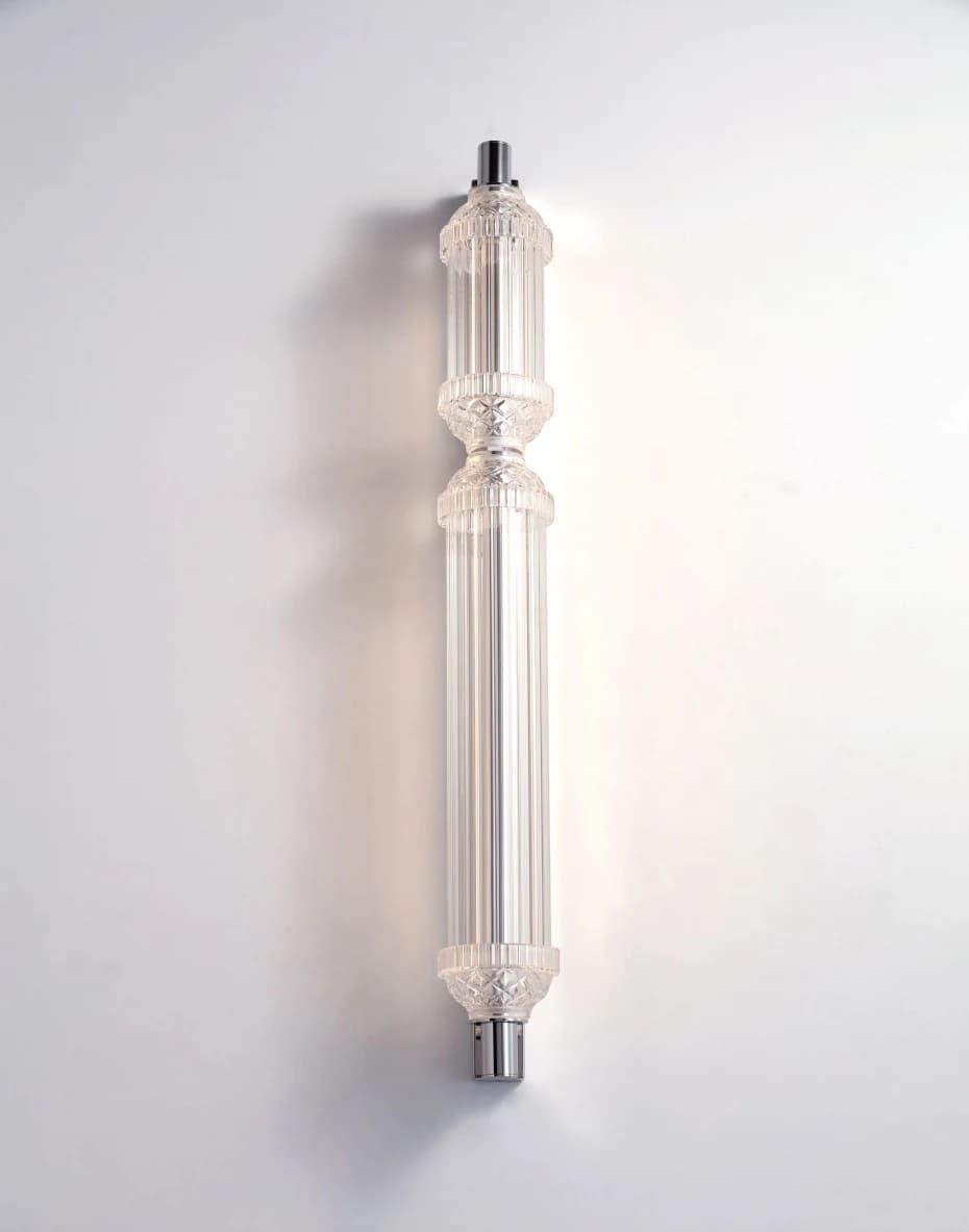 Aplique de tubo de vidrio tallado transparente 30 a 90 cm