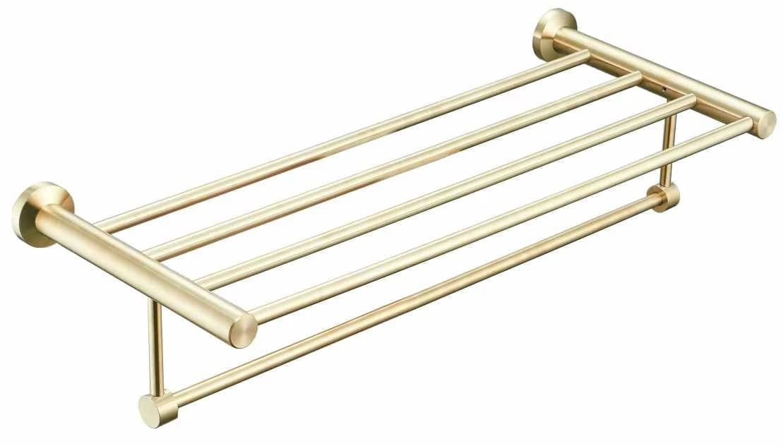 Toallero de estante tubular dorado cepillado