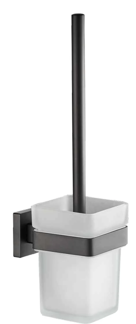 Escobillero de pared cuadrado plano negro mate