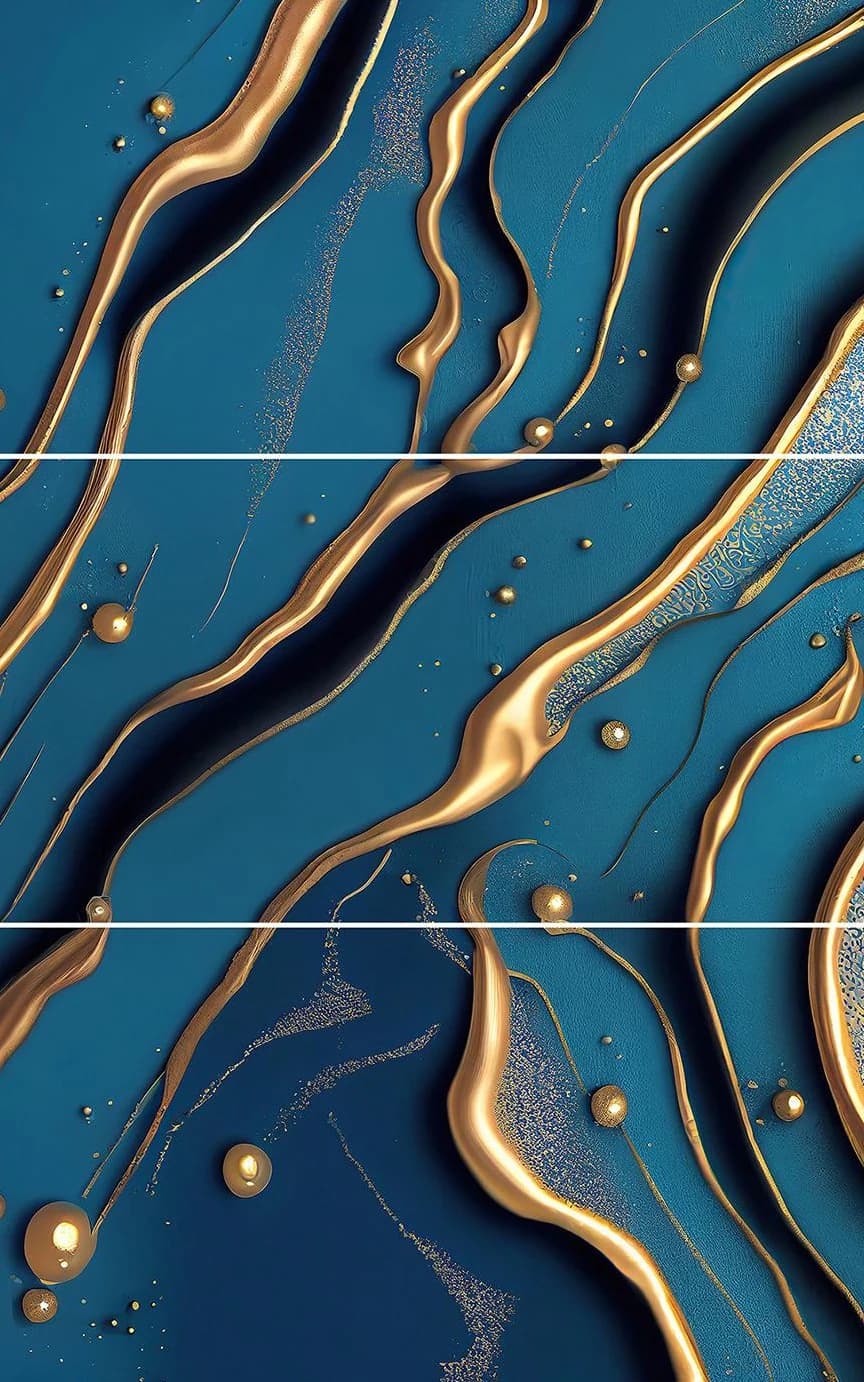 Revestimiento símil mármol azul y negro con vetas doradas 01