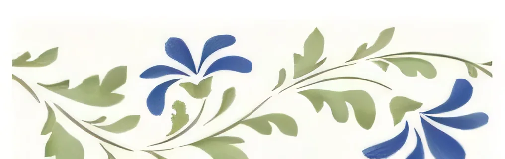 Listelo de hojas verdes y flores azules 40 × 13