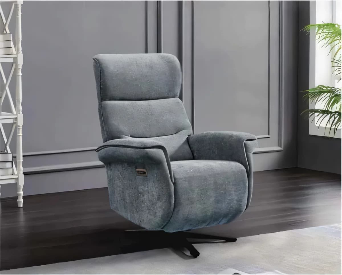 Sillón Senda · Sillón reclinable con base en estrella, gris azulado