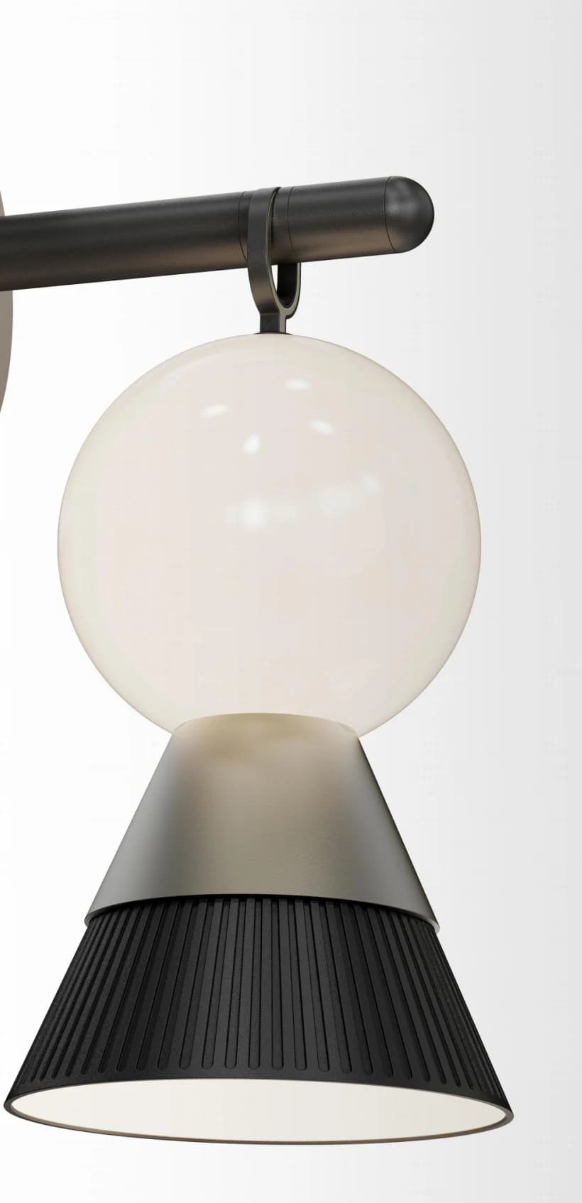 Aplique de esfera opal con cono acanalado y brazo