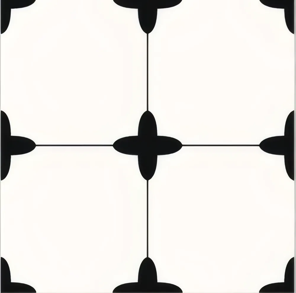 Porcelanato decorado cruz de pétalos gruesa 40 × 40