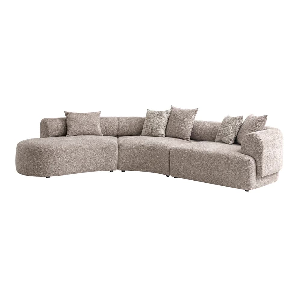 Sofá Barranco · Sofá curvo de tres piezas con chaise 329 × 227 cm