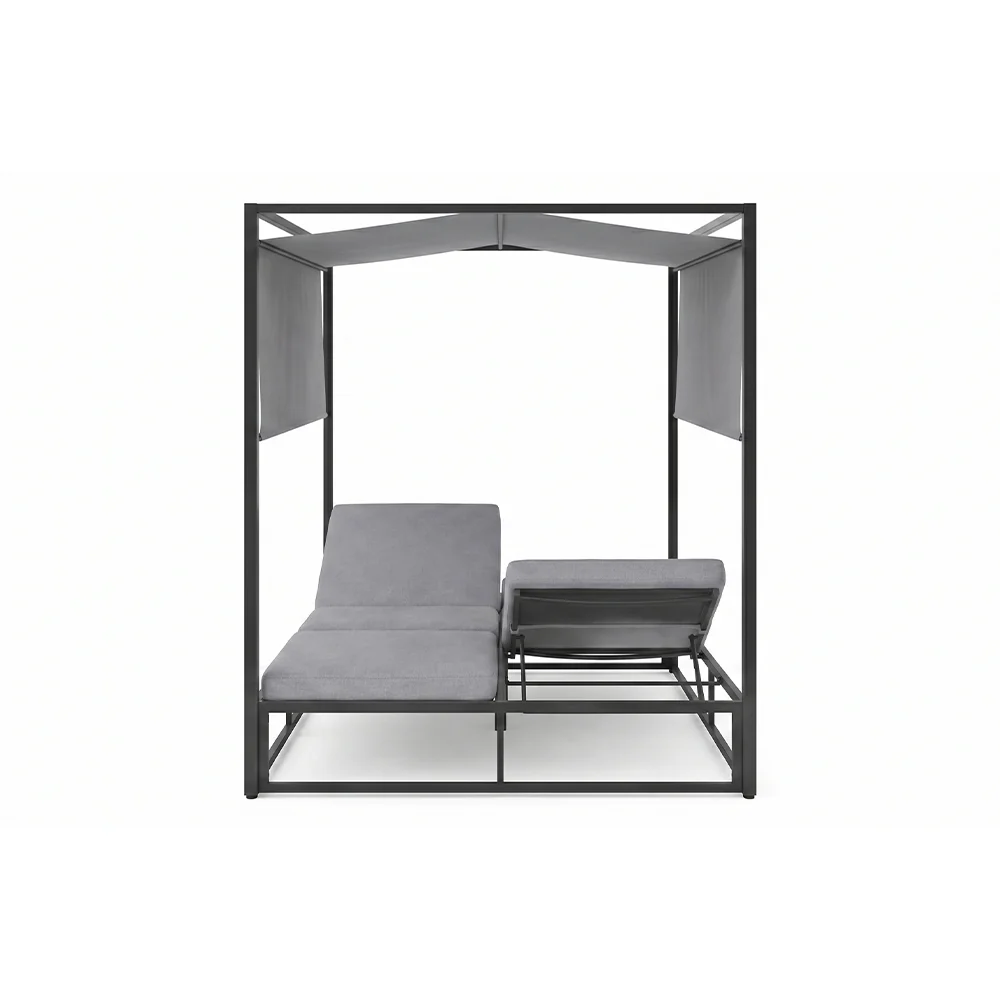 Daybed de exterior con techo de tela de acero
