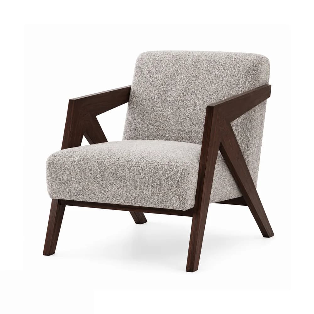 Sillón Astro · Sillón de estructura angular oscura 64 × 82 cm