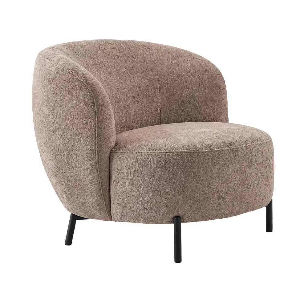 Sillón Risco · Sillón redondo envolvente con patas negras cortas 80 × 84 cm