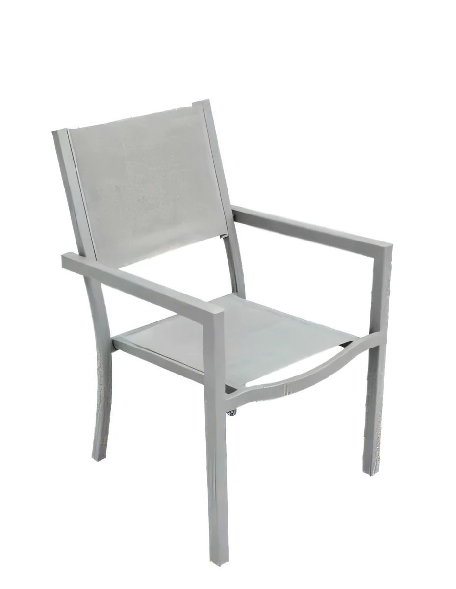 Silla de exterior de acero con textileno, gris claro · modelo 01