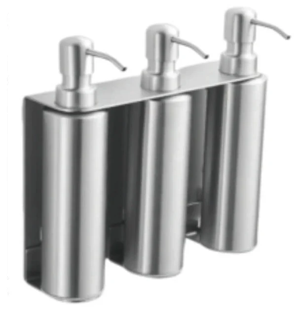 Dispenser de jabón triple redondo en cepillado o negro mate