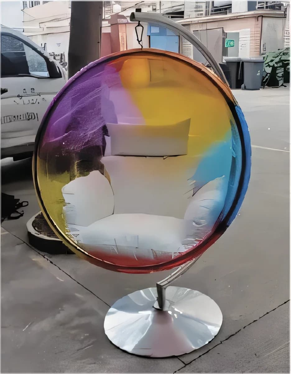 Sillón burbuja colgante transparente con soporte de pie