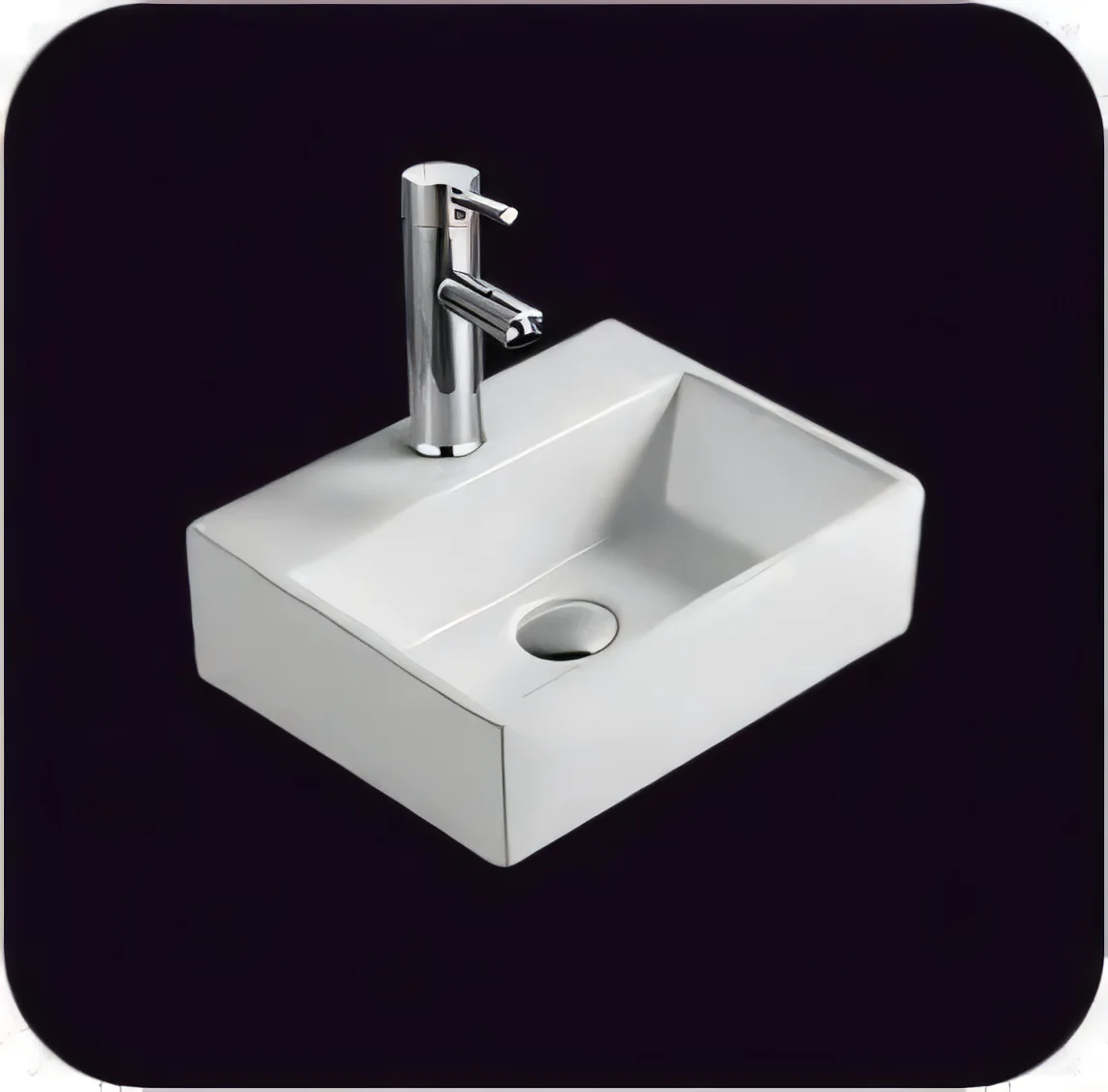 Lavatorio sobre mesada rectangular compacto 33 × 29 × 11,5
