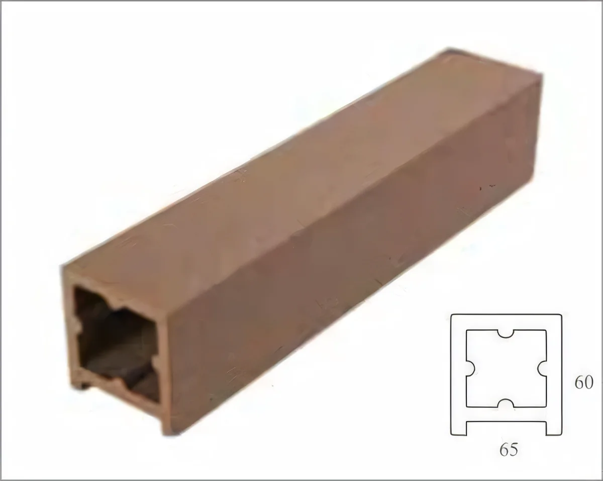 Perfil hueco de baranda y pérgola marrón 60 × 60