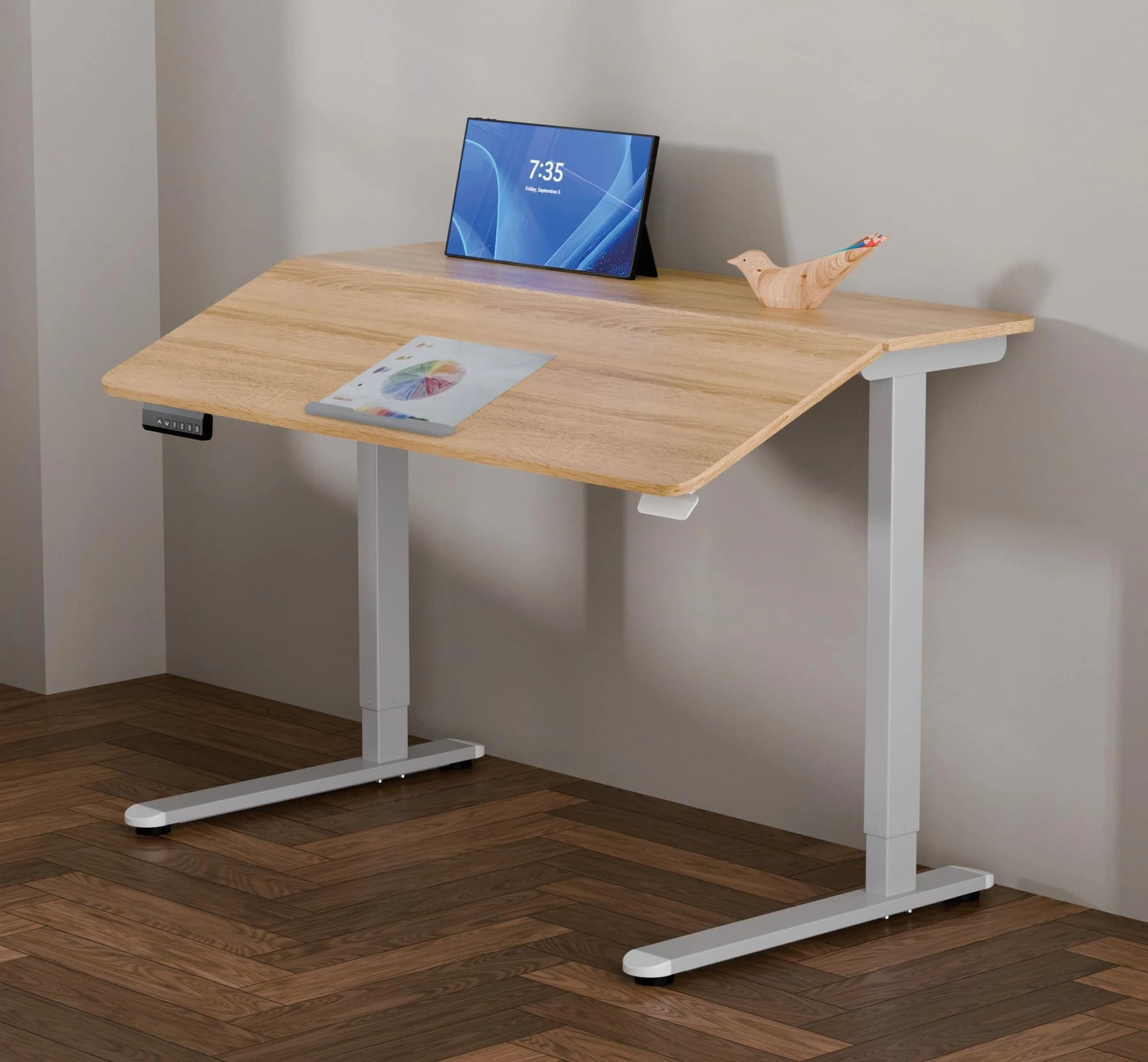 Escritorio regulable eléctrico con tapa inclinable 120 × 70 cm