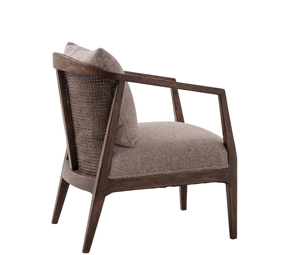 Sillón Espato · Sillón de brazos rectos con estructura oscura 70 × 73 cm