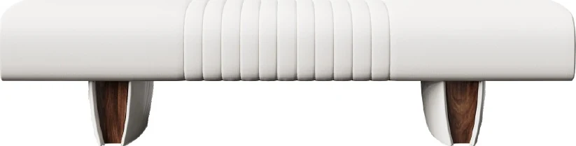Banco de pie de cama acanalado con patas curvas símil madera, blanco