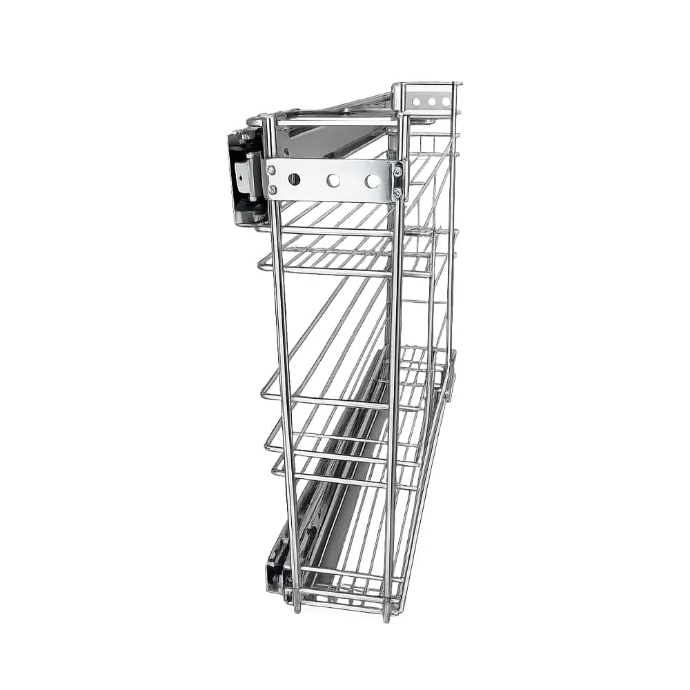 Canasto lateral extraíble de alambre cromado, 3 niveles, mueble de 15 cm