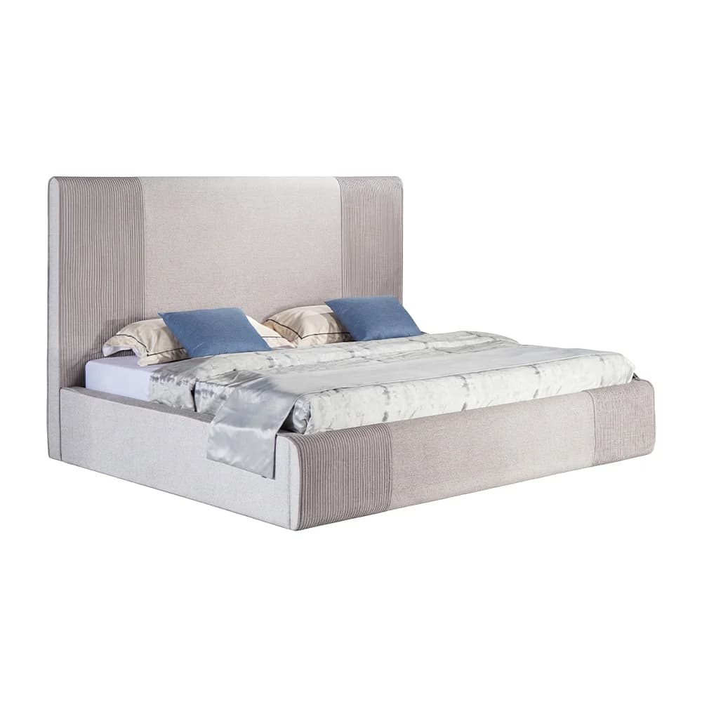Cama tapizada con respaldo en dos tapizados