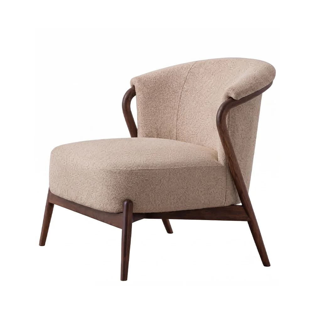 Sillón Lutita · Sillón de brazos curvos oscuros y respaldo bajo 78 × 87 cm