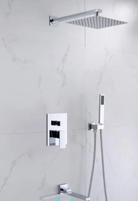 Ducha empotrada de rociador cuadrado con mezcladora y duchador