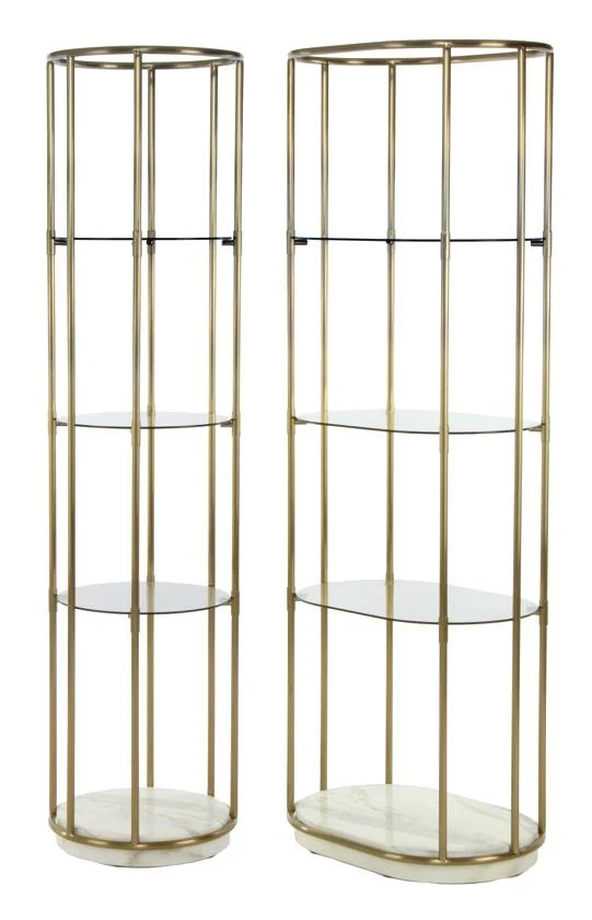 Estantería ovalada de varillas de acero dorado 40 × 60 × 165 cm