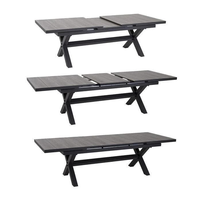 Mesa de comedor extensible de exterior con patas en X