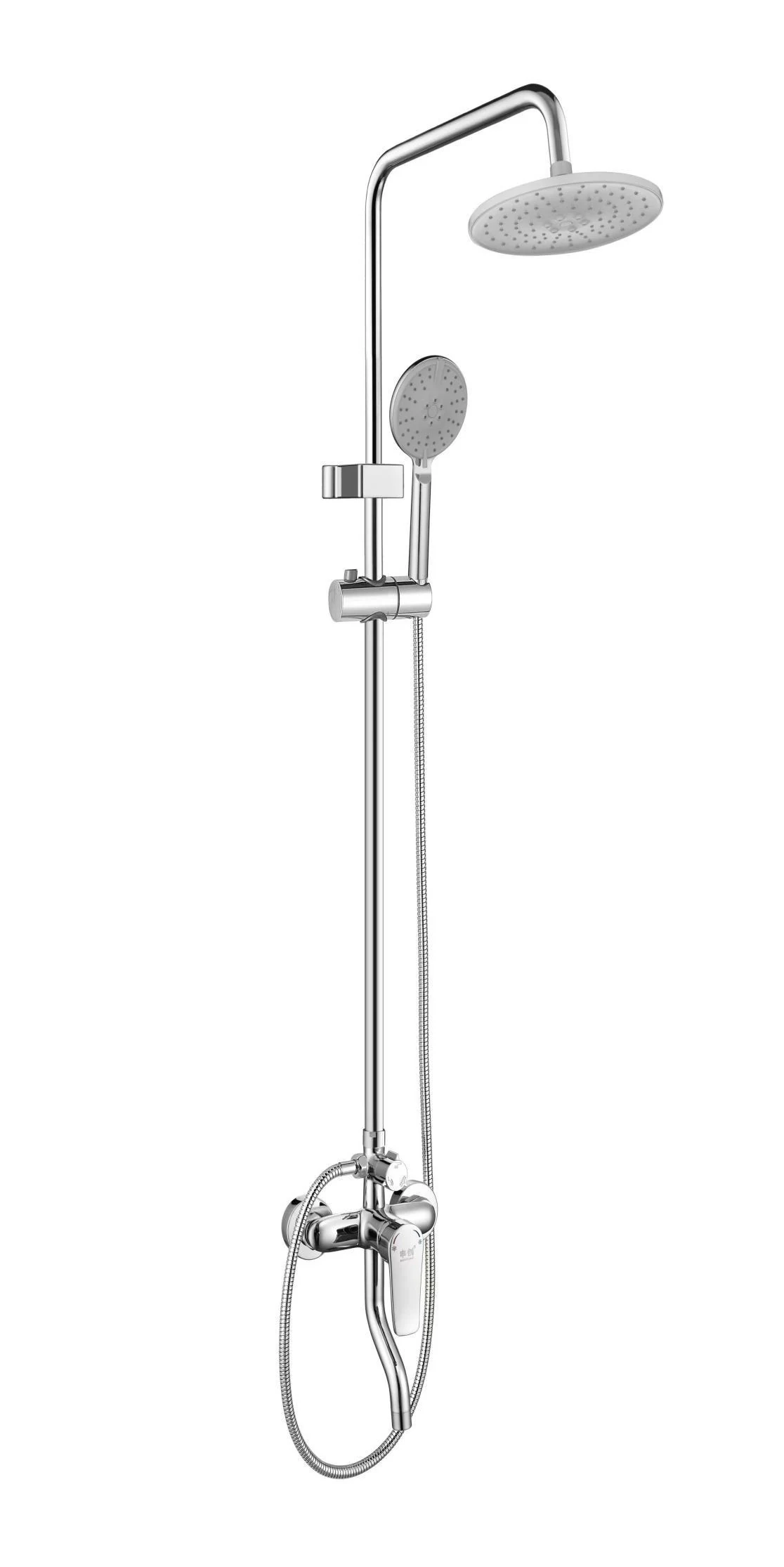 Columna de ducha cromada con mezclador monocomando exterior