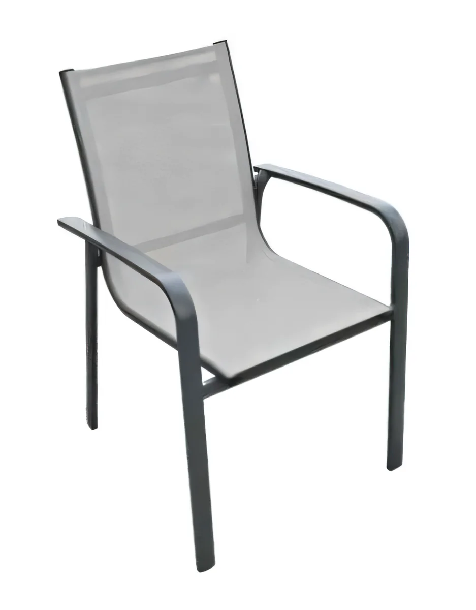 Silla de exterior de aluminio con textileno, gris