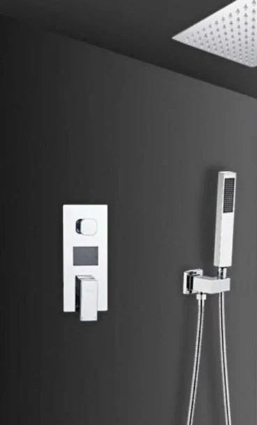 Ducha empotrada de rociador cuadrado de pared con duchador y mezcladora cuadrada