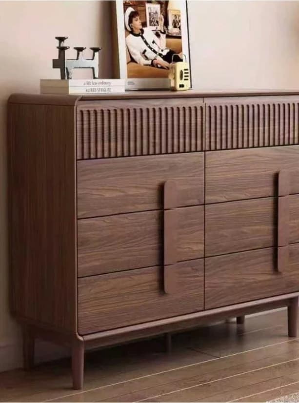 Cómoda de 8 cajones nogal, 120 × 40 × 100 cm