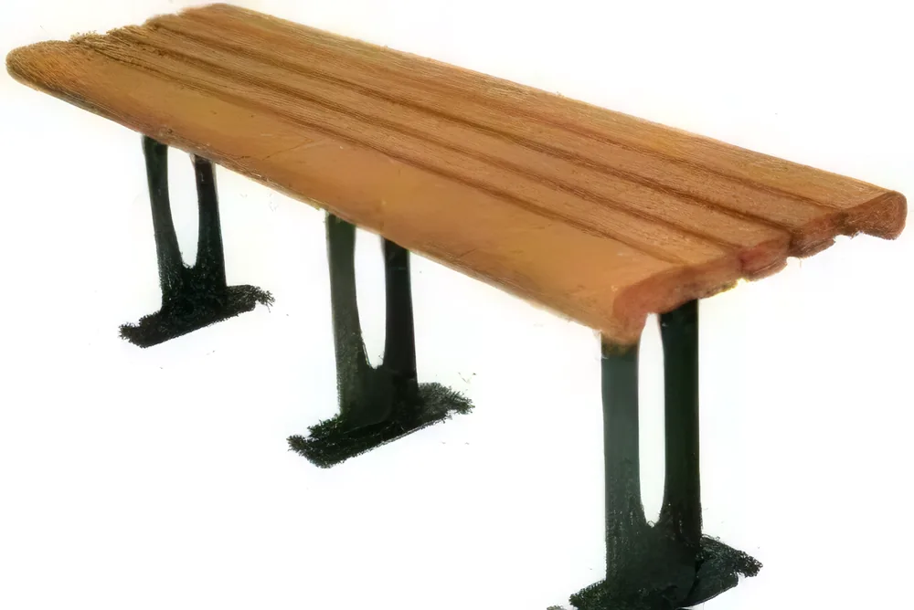 Banco de exterior de WPC sin respaldo con tres patas rectas, 40 cm de alto