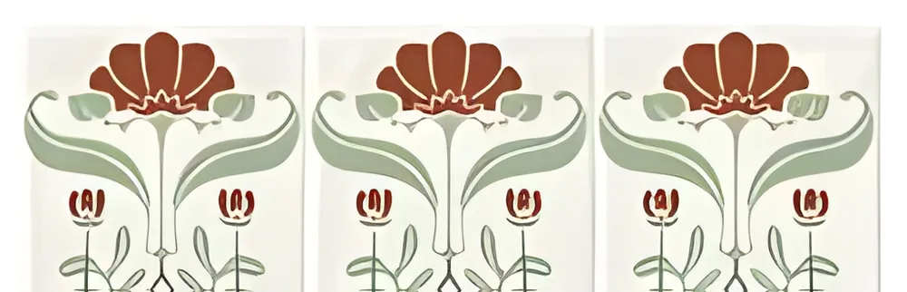 Listelo de tulipanes rojos y hojas verdes 40 × 13