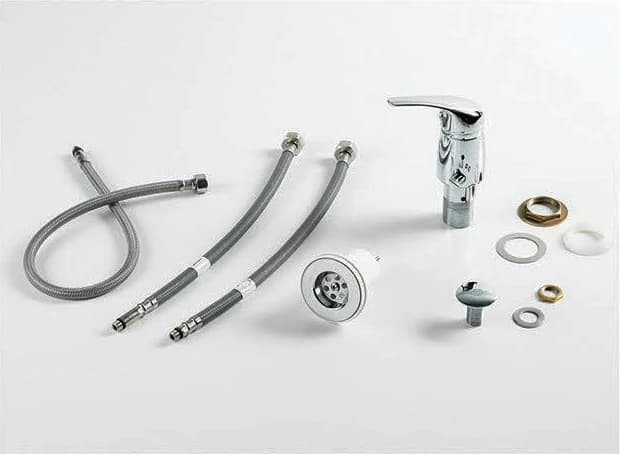 Kit monocomando para bidet, con flexibles y desagüe