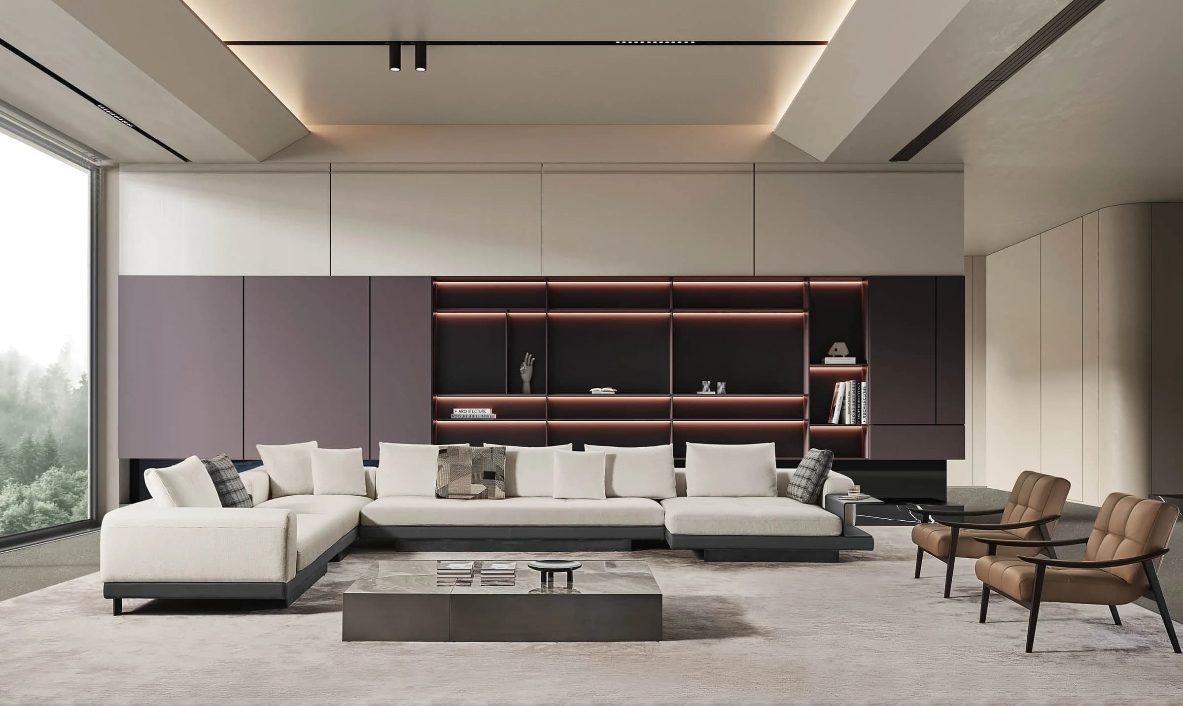 Sofá Tonada · Sofá modular en U con plataformas laterales