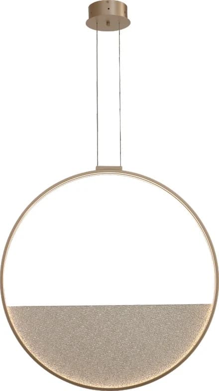 Colgante de aro dorado con media luna de vidrio texturado Ø 36 a 60 cm