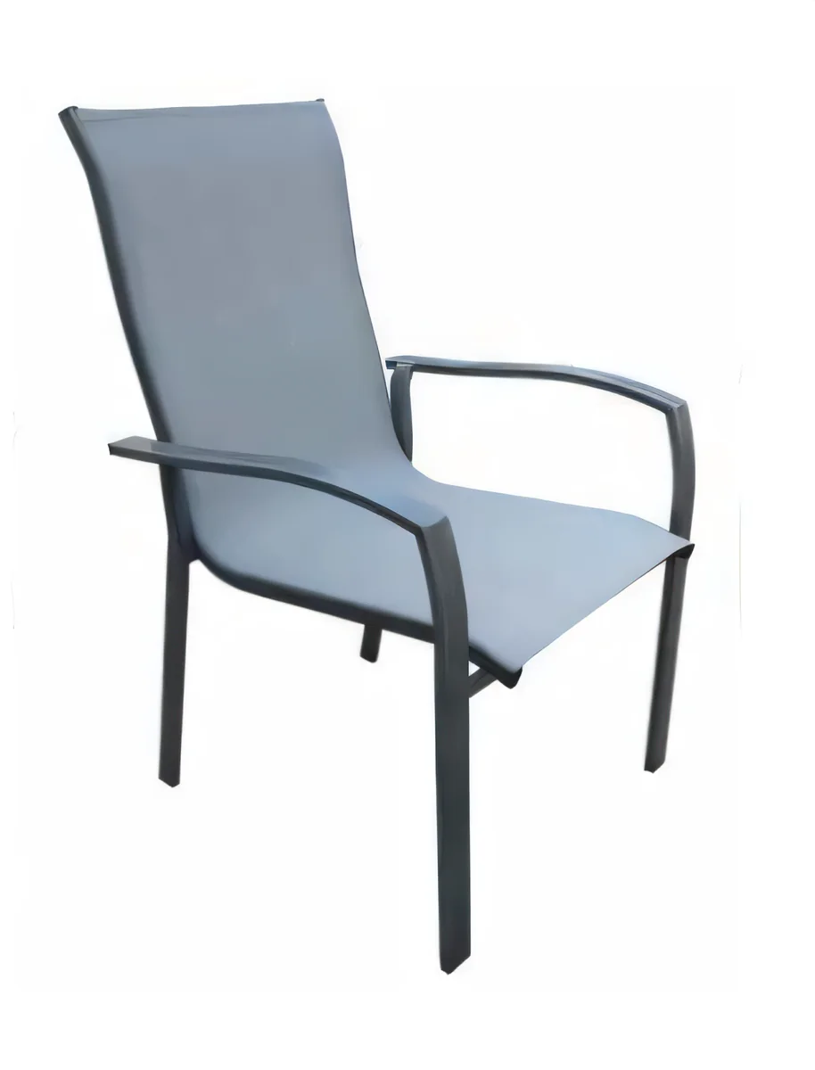 Silla de exterior de acero con textileno, gris · modelo 03