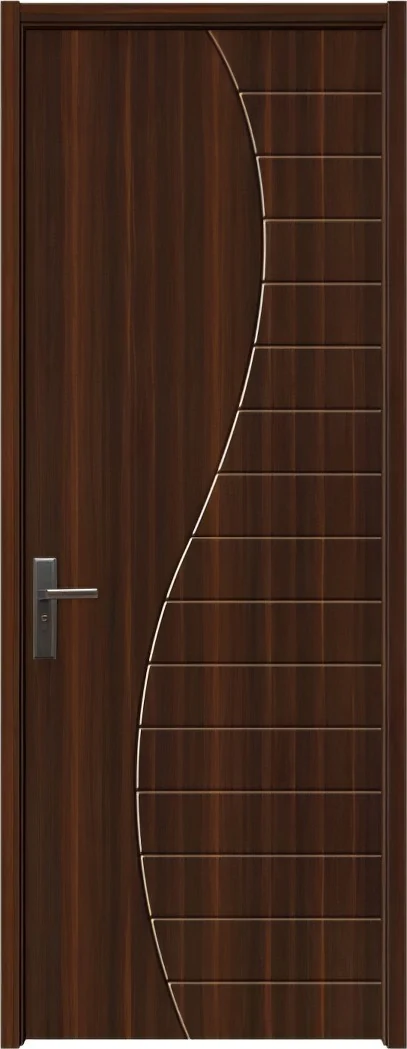 Puerta placa nogal oscuro con curva ranurada