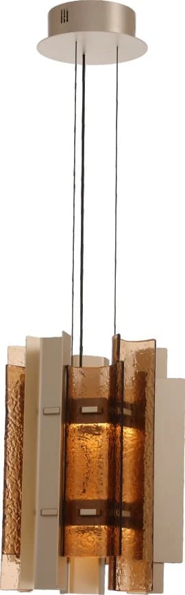 Colgante de láminas metálicas con vidrio texturado Ø 30 / 60 cm