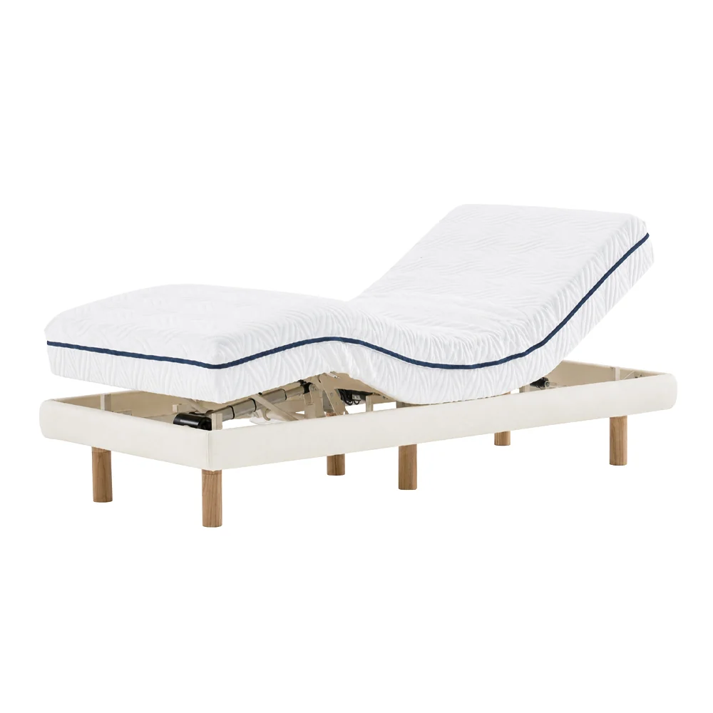 Base articulada blanca con patas símil madera, 3 motores