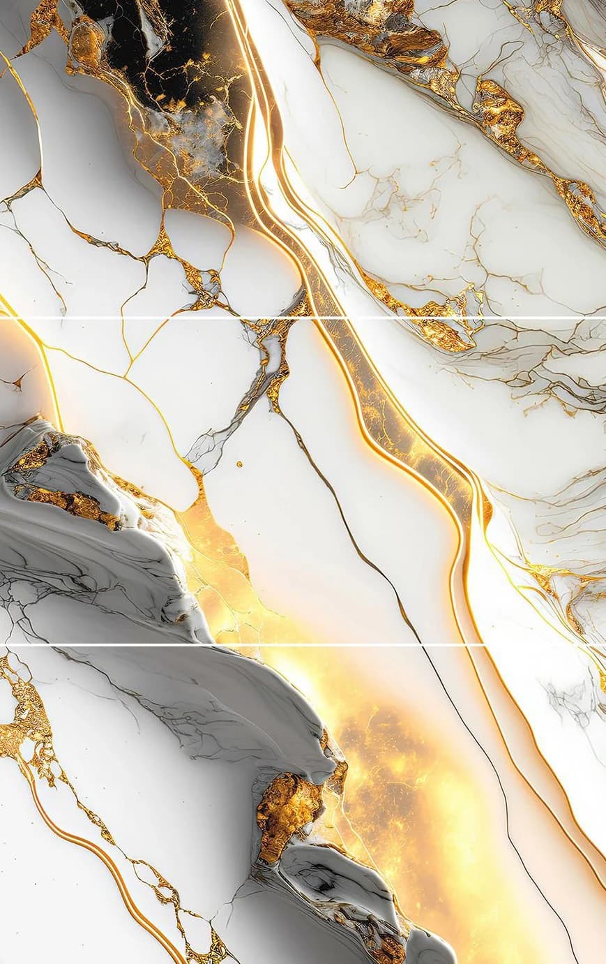 Revestimiento símil mármol blanco con vetas doradas 02