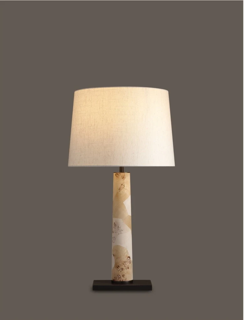 Lámpara de mesa de columna fina con revestimiento natural Ø 40 cm