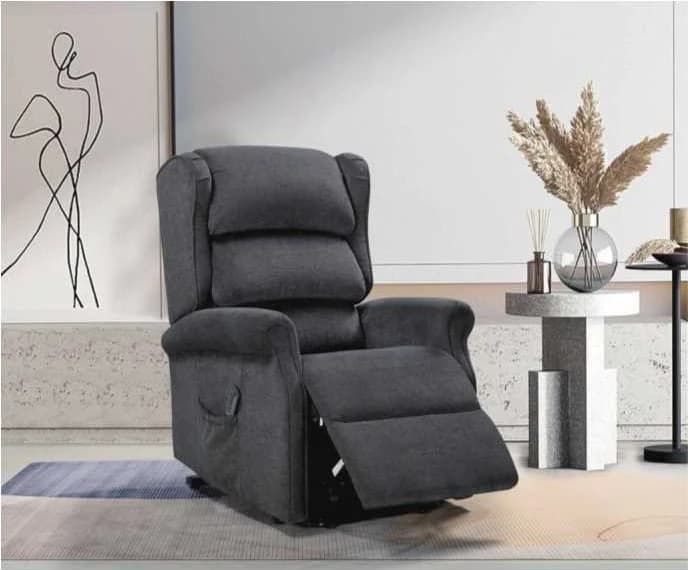 Sillón Olite · Sillón elevador reclinable orejero, gris oscuro